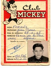 ORAN 1961 CARTE DU CLUB MICKEY 1961